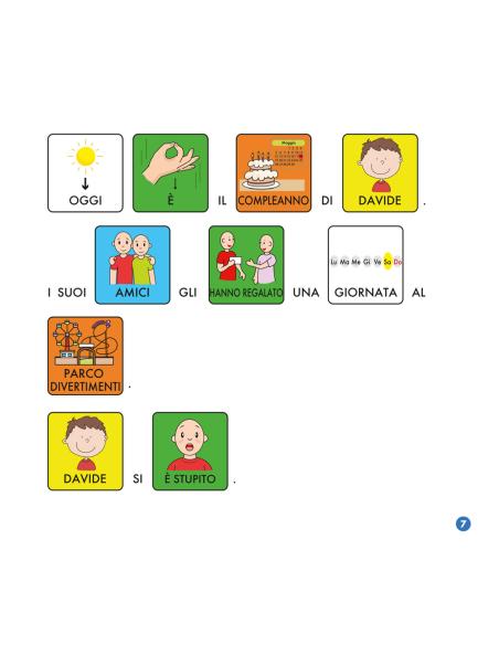 Davide si diverte con i suoi amici - con pittogrammi